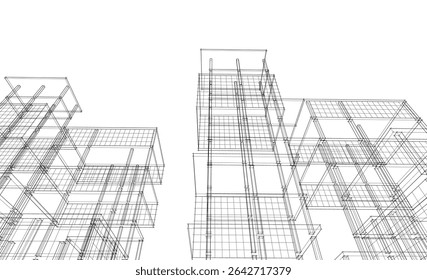 building frame concept 3d illustration