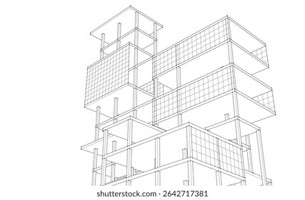 building frame concept 3d illustration