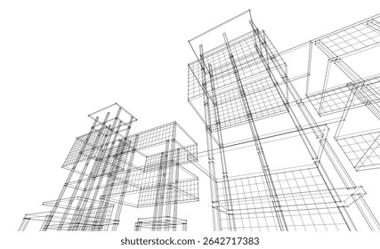 building frame concept 3d illustration
