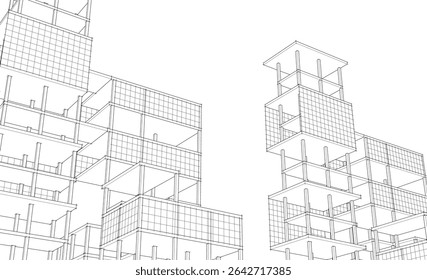 building frame concept 3d illustration