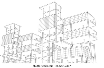building frame concept 3d illustration