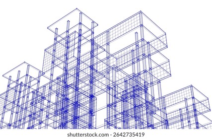 ilustração 3d do conceito de estrutura de construção