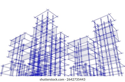 ilustração 3d do conceito de estrutura de construção