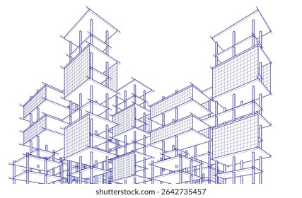 Gebäuderahmenkonzept 3D-Illustration