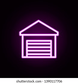 Building garage neon icon. Elements of building set. Simple icon for websites, web design, mobile app, info graphics