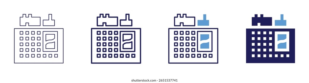 Building gateway icon in 4 different styles. Thin Line, Line, Bold Line, Duotone. Duotone style. Editable stroke.