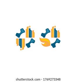 building gear chart business logo icon vector symbol