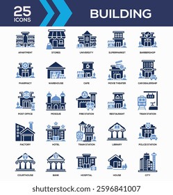 Building Glyph Color Icon Collection