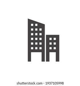 Building Glyph Icon. Simple Solid Style. Office, Modern Urban Skyscraper, Apartment, Business, Green Home, House Concept. Vector Illustration Isolated On White Background. EPS 10.