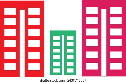 Building Glyph Three Color Icon For Personal And Commercial Use.