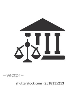 building government or capitol, icon, federal governance or courthouse, flat vector illustration