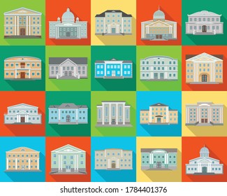 Building of government vector flat set icon. Isolated flat set icon architecture. Vector illustration building of government on white background .