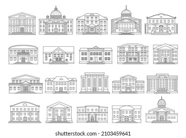 Building of government vector outline set icon. Isolated outline set icon architecture. Vector illustration building of government on white background .