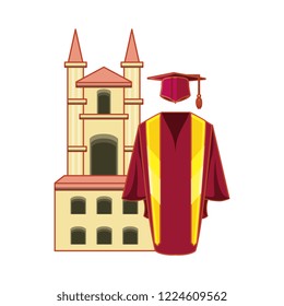 building with gown and hat graduation