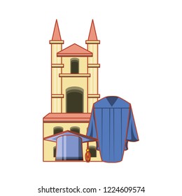 building with gown and hat graduation