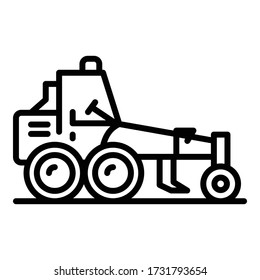 Erstellen eines Grader Machine Icon. Umrissgrafiksymbol für Vektorgrafiken für Webdesign, isoliert auf weißem Hintergrund