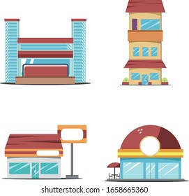 Building graphic flat style bundle set
