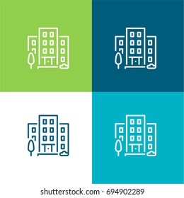 Building green and blue material color minimal icon or logo design