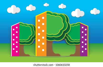 building grow up than tree V1 background