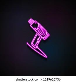 building hair dryer icon. Element of Home repair tool icons for mobile concept and web apps. Neon building hair dryer icon can be used for web and mobile apps on dark gradient background