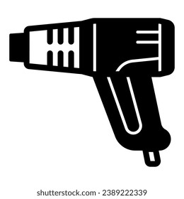 Icono sólido del secador de pelo de construcción, concepto de herramientas de construcción, señalización vectorial de construcción industrial sobre fondo blanco, icono de estilo glifo para concepto móvil y diseño web. Gráficos vectoriales