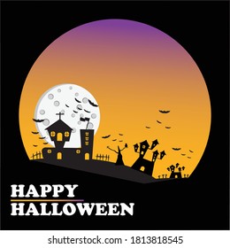 building of halloween silhouette background papercut