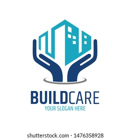 building hand protection logo.flat style.architecture repair and maintenance vector.modern design