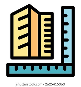 Building height measurement icon, architecture and construction project planning symbol