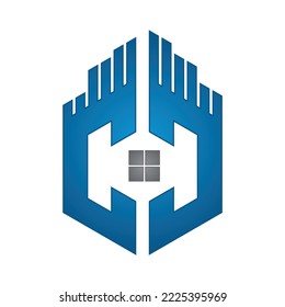 building hexagon cc logo template