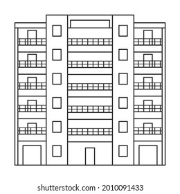 Building high vector outline icon. Vector illustration skyscraper on white background. Isolated outline illustration icon of building high .