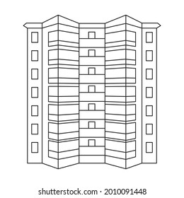Icono de la generación de un contorno vectorial alto. Rascacielos de ilustración vectorial sobre fondo blanco. Icono de ilustración de contorno aislado de la construcción alta.