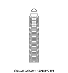 Building high vector outline icon. Vector illustration skyscraper on white background. Isolated outline illustration icon of building high .