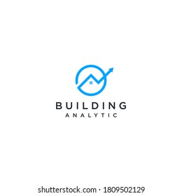 building home analytic logo design icon vector template