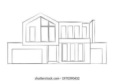 Building,  Home Or House Illustration , Architecture Concept Drawing