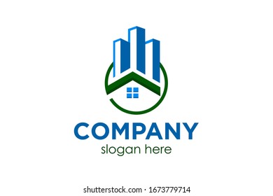 El concepto de construcción y hogar para el diseño de logotipos, muy adecuado para diversos fines comerciales, también para ícono, símbolo y muchos más.