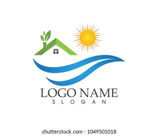 Building home nature logo design concept