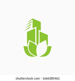 Building home nature logo design template. Eco house tower vector logo.