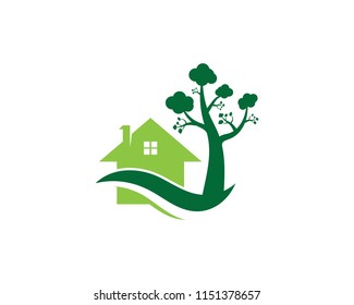 Building home nature logo vector template