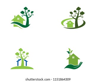 Building home nature logo vector template