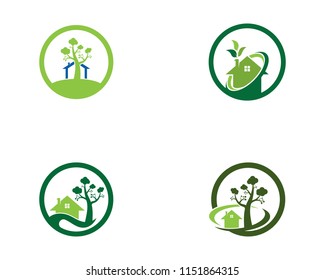 Building home nature logo vector template