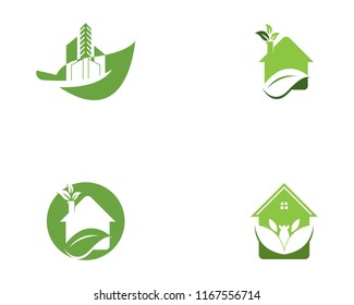 Building home nature logo vector template