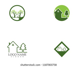 Building home nature logo vector template