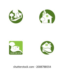 Plantilla vectorial del logotipo de la naturaleza del hogar