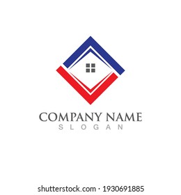 Diseño de casas de construcción, propiedades y logotipos de construcción