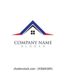 Diseño de casas de construcción, propiedades y logotipos de construcción