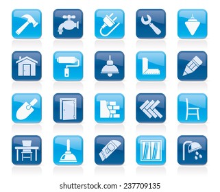 Building and home renovation icons - vector icon set