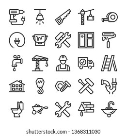 Building and home repair icons set. Line style - Shutterstock ID 1368311030