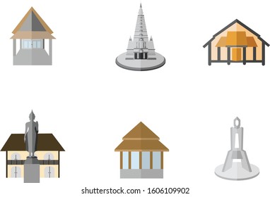  building home temple icon set vector