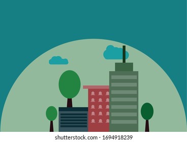 Edificio y casa en la ciudad