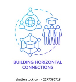 Icono de concepto de degradado azul de la generación de conexiones horizontales. Sujeta conexión. Principio de aprendizaje de idea abstracta ilustración de línea delgada. Dibujo de contorno aislado. Multitud de fuentes Pro-Bold utilizadas
